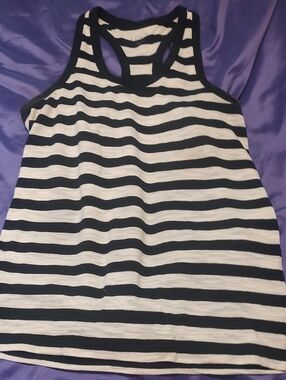 LOFT Striped Racerback Tank Top in Black and Beige